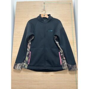 Gamehide Womens Full Zip Waffle Fleece Jacket‎ Black Camo Pink Accents Size M
